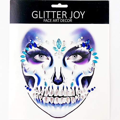 Face Jewels Day of the Death Face Gems Tattoo Face Gems Stick on Halloween Makeup Costume,4-Pack