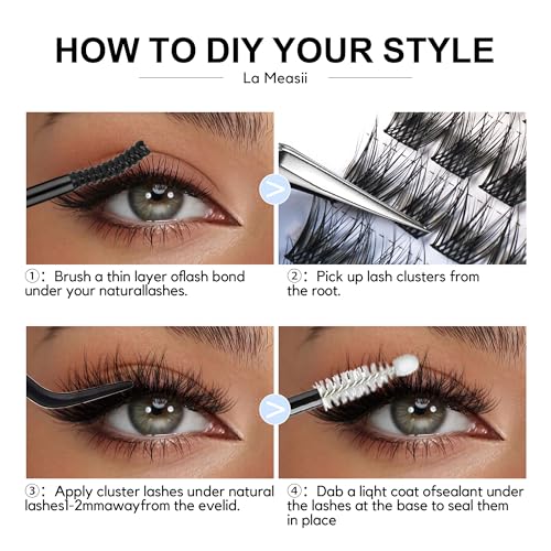 144Pcs Lash Clusters, Wispy Natural Eyelash Clusters, C Curl 10-14mm Individual Lashes Eyelash Extension,Large Tray(PL17)