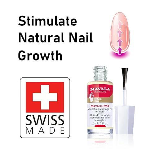 Mavala Mavaderma Nourishing Massage Oil for Nails, Nail Care, Nail Hardener, Cuticle Oil Nail Growth, Moisturizing & Healing Treatment for Cracked Nails & Rigid Cuticles (0.3 Ounce)