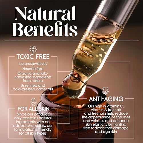 Organic Natural Anti-Aging Face Oil Serum ? Cold-Pressed & Unrefined Oil Blend with Noni, Rosehip, Pomegranate, and Castor Oil ? Deep Hydration, Fine Line Reduction, and Radiance Boost 2 oz