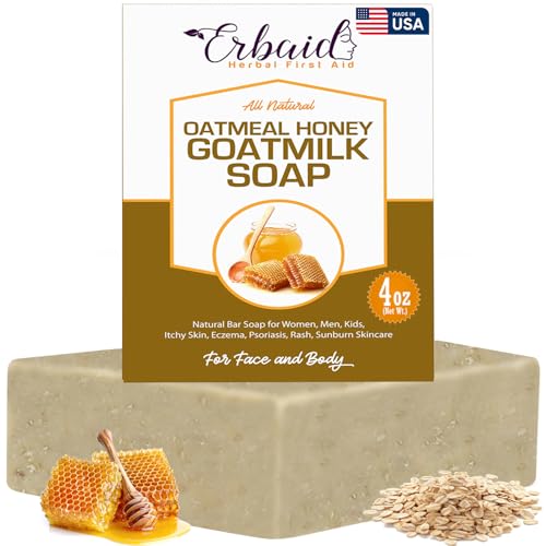 Cactus Honey & Oats Goat's Milk Soap Bar 4 oz ? Natural Bar Soap for Women, Men, Kids, Itchy Skin, Eczema, Psoriasis, Rash, Sunburn Skincare ? Calming Colloidal Oatmeal Face Cleanser & Body Wash