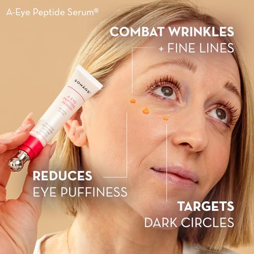 Sonage A-Eye Peptide Serum: for Dark Circles, Puffiness, Under Eye Bags, Wrinkles & Fine Lines | Anti-aging Serum for Eyes