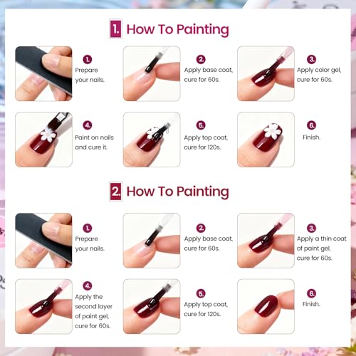 JODSONE 32 Colors Gel Painting Gel Kit Solid Gel Nail Polish Painting Paint Nail for Nails Art Set Professional Salon DIY Gift