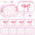 Kacctyen 10 Pcs Pink Bow Clear Makeup Bags Coquette Cosmetic Bag Women Girl for Preppy Bow Gift Accessories PVC Waterproof Travel Toiletry Pouch for Friend Gift