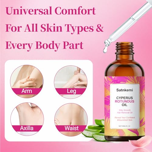 Cyperus Rotundus Oil,Reducing Body Hair Growth,Gentle and Non-Irritating, For All Skin Types,Natural ingredients, soothing the skin,60mL Cyperus rotundus Hair Removal Essential Oil