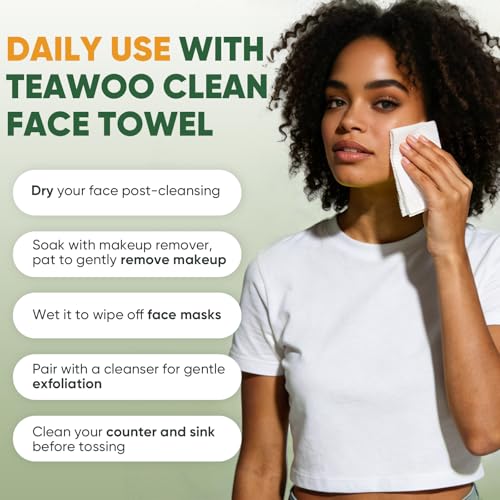 Face Towels Disposable (50Ct), 100% Viscose Fiber Double-Sided Facial Towelettes, Soft Thick Lint-Free Makeup Remover Wipes for Sensitive Skin, Home & Travel