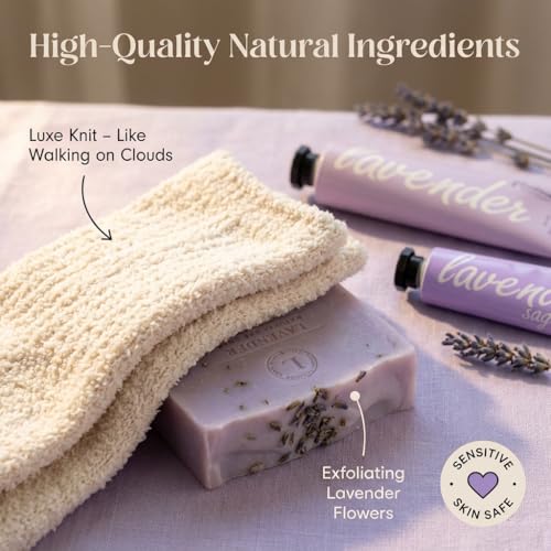 Unboxme Lavender Spa Gift Basket for Women - USA Made Self Care Package with Aromatherapy Candle, Bath Bomb, Tea & Mug - Relaxation Gifts for Birthday, Get Well, Sympathy, Thank You