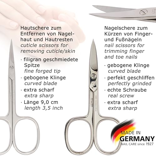 3 Swords Germany - brand quality 6 piece manicure pedicure grooming kit set for professional finger & toe nail care scissors clipper genuine leather case in gift box, Made in Solingen Germany (02266)