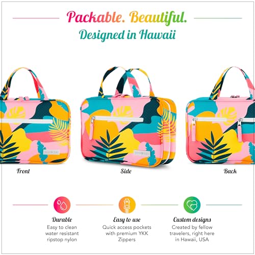 Eco Sun Hanging Travel Toiletry Bag ? Designed in Hawaii ? Water-resistant Travel Organizer for Bathroom Accessories
