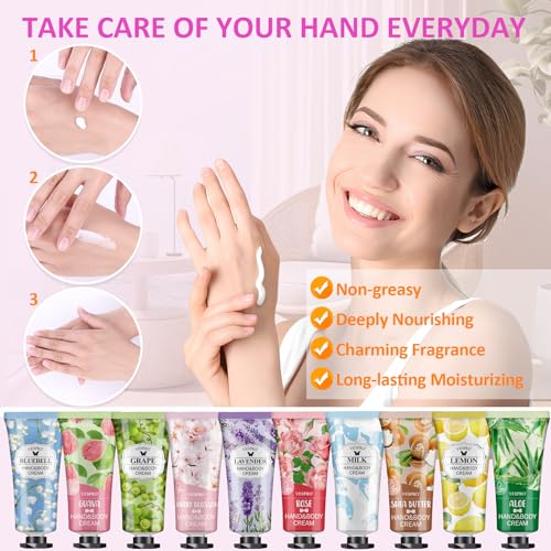 VESPRO 70 Pack Hand Cream Set, Easter Basket Stuffers, Mothers Day Gifts, Bulk Hand Lotion Travel Size for Dry Cracked Hands, Mini Hand Lotion for Bridal Shower Gifts and Teacher Nurse Gifts