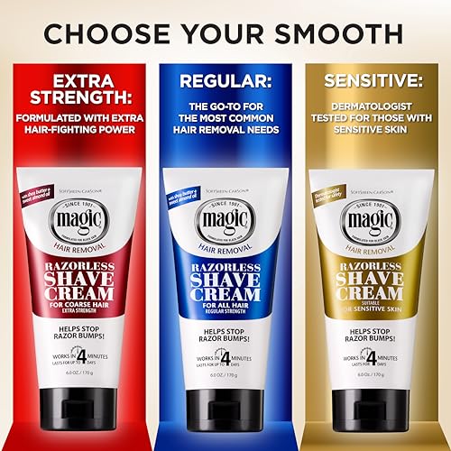 SoftSheen-Carson Magic Razorless Shaving Cream, Depilatory Hair Removal Cream, Works in 4 Minutes for Coarse, Curly Hair, 2 Count
