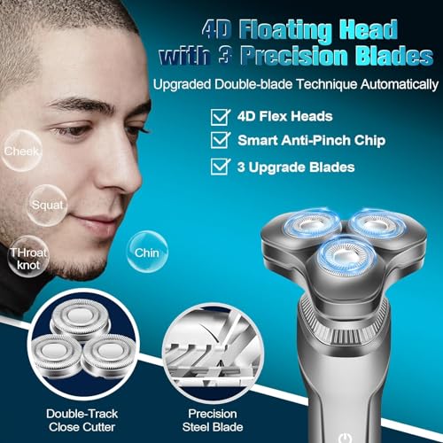 Electric Razor for Men,Upgrade Men¡¯s Electric Shavers Rotary LED Display/Waterproof/Rechargeable, Shaver for Men Cordless Floating Head