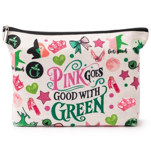 Musical witch design makeup bag with fun graphics - travel makeup bag for women and girls, evil music style makeup bag with zipper