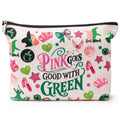 Musical witch design makeup bag with fun graphics - travel makeup bag for women and girls, evil music style makeup bag with zipper