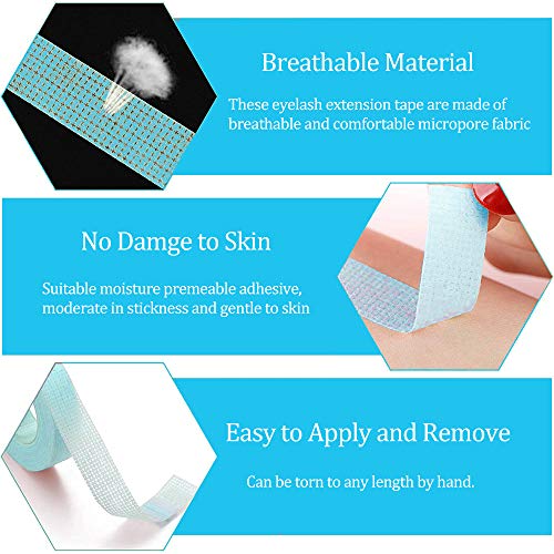 6 Rolls Eyelash Extension Tape EBANKU Adhesive Breathable Blue Lash Tape Micropore Fabric Under Eye Tape for Eyelash Extension Supply 10 Yard Each Roll (Blue)
