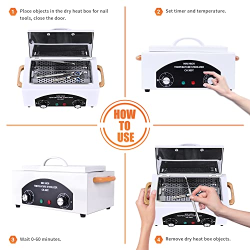 Nail Tool Sterilizers High Temperature Dry Box Timer Clean Box Heat Dry Box Nail Tool Dry Heat Clean£¬Manicure Salon Hairdressing Tool Equipment,Clean for Tweezers, Other Metal Equipment