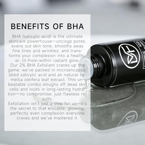 2% BHA Salicylic Acid Liquid Exfoliant Serum For Blackhead Removal,Unclog Pores,Smooths skin118mL 4 fl OZ Face Exfoliator For Facial Skin Care