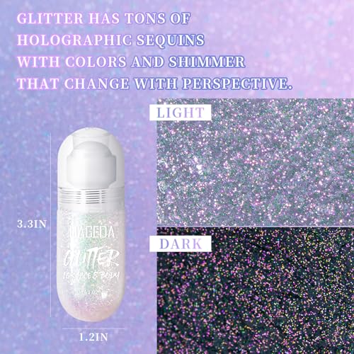 DAGEDA Body Glitter Gel, Roll-on Face Glitter for Mermaid Makeup Festival Rave Accessories, Holographic Hair Glitter Gel,Body Shimmer Halloween Makeup for Rave Party (Sparkling Pink)