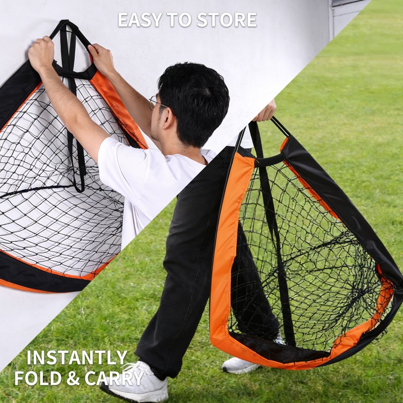2 Pack Portable 4x3 ft Soccer Goals for Backyard Training – Includes Frame, Net, Stakes & Storage Bag
