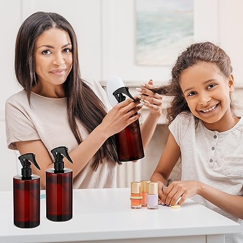 Hsei 20 Pcs 16 oz Amber Spray Bottles Empty Refillable Plastic Bottles with Trigger Sprayers Spray Water Container for Water Essential Oils Hair Cleaning Products
