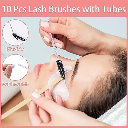 60pcs Lash Extension Cleaning Kit for Clients,10pcs Lash Brushes,10pcs Eyelash Cleaning Brush with Tubes,10pcs Lash Bottles,10pcs Eyelash Bags,10pcs Lash Shampoo Stickers,10pcs instruction card(Black)