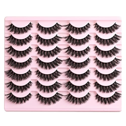 False Eyelashes Natural Cat Eye Lashes Wispy Fake Eyelash Strip Lash Mink Lashes Pack Fluffy Eye Lashes Natural Look Short Cateye Lash Strips (Volume Cluster)