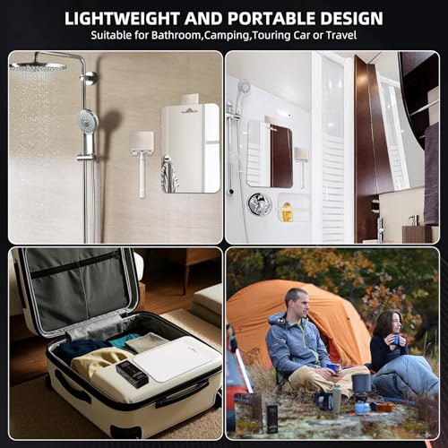 Shower Mirror Fogless for Shaving,Shower Mirror Fogless Set with 5 Blades,1 Double Edge Safety Razor,1 Cleaning Brush,1 Fog Free Shower Mirror,2 Shaver Holder and 1 Lifting Rope (Sliver)