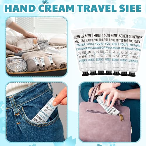 Loopeer 50 Pcs Sometimes You Forget You Are Awesome Gifts Bulk for Women Inspirational Hand Cream Gifts Mini Travel Size Moisturizing Hand Lotion for Teachers Employees Coworkers Birthday Party