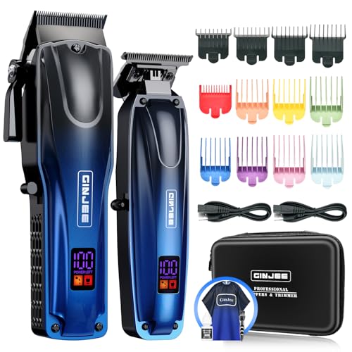 Professional Hair Clippers for Men Cordless & Corded - Rechargeable Barber Clipper & Trimmer Set with Fade Lever for Home Haircuts, Grooming Kit with Guide Combs, with Travel Case