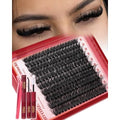 Fluffy Lash Clusters Kit Volume 200D Lash Extension Kit Cluster Eyelash Extension Kit 10-18MM Eyelash Clusters Kit with Lash Bond and Seal Tweezers D Curly Individual Lashes Kit by JIMIRE