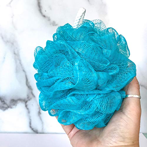 Shower Brush - 20 inch - Long Handle Bundle (set of 2 Bath Brushes + 2 Mesh Loofah Body Scrubs) for Men or Women