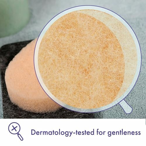 Buf-Puf Gentle Facial Sponge, Dermatologist Developed, Removes Deep Down Dirt & Makeup That Causes Breakouts and Blackheads, Reusable, Exfoliating, 6 Count