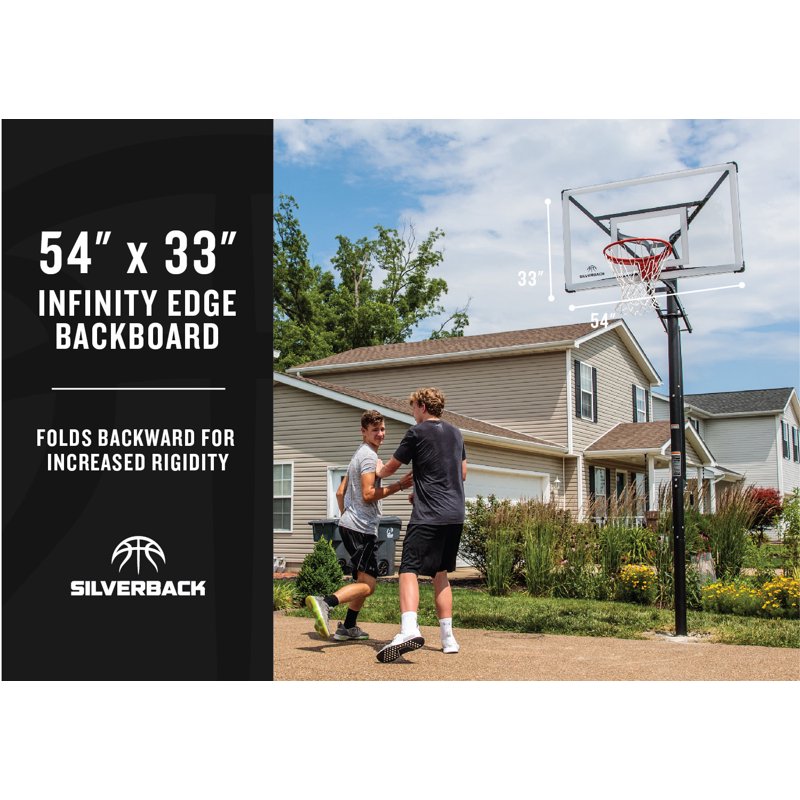 In-Ground Basketball Hoop with 54-Inch Infinity Edge Backboard & Height Adjustment