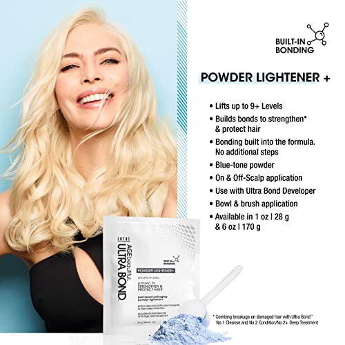 AGE beautiful Permanent Powder Hair Lightener with Ultra Bond Building | Strengthens, Protects & Nourishes | Lifts up to 9+ Levels | For Lightening & Highlights