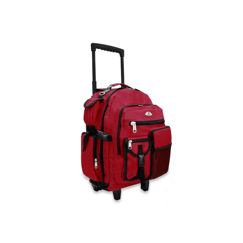 21-Inch Deluxe Wheeled Travel Backpack - Burgundy Unisex School & Sports Bag