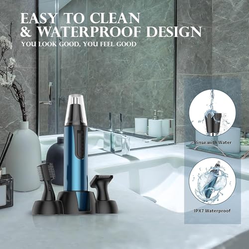 AREYZIN Nose Hair Trimmer for Men,2025 Professional 3 in 1 Painless Rechargeable Ear and Nose Trimmer,IPX7 Waterproof Eyebrow Facial Hair Trimmer Body Grooming Kit Dual Edge Blades