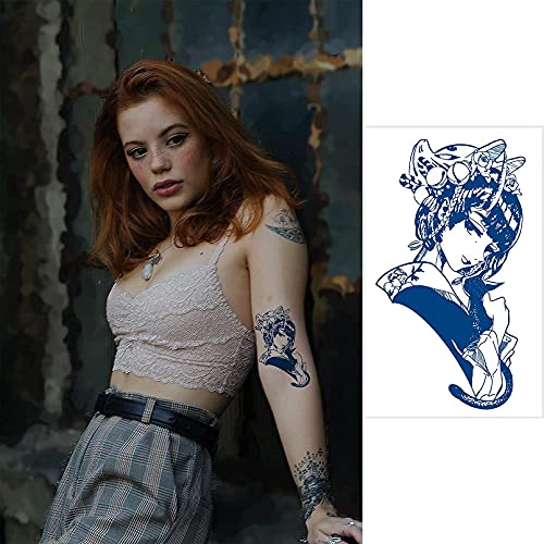 Aresvns Semi-Permanent Tattoos for Men and Women,Waterproof Realistic Temporary Tattoos Long-Lasting1-2 Weeks,Lifelike Fake Tattoos Christmas Gift Dark blue