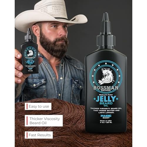 Bossman Jelly Beard Oil for Men Bundle | 2 Pack, 8 oz (Magic + Royal Oud Scents) | Softens, Moisturizes & Conditions with Natural Ingredients ? Made in the USA