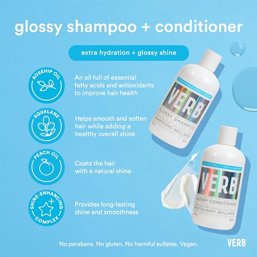 VERB Glossy Shampoo ? Cleanses + Adds High Shine for Thick to Coarse Hair ? Vegan, No Parabens or Harmful Sulfates