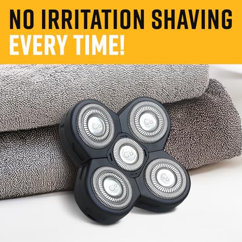 Replacement Shaver Head, Universal Rotary Wet & Dry 5-Blade Head for Coarse Hair, Skull, Face, Body, Arms, Legs, Back, Chest, 1 Unit, The Cut Buddy