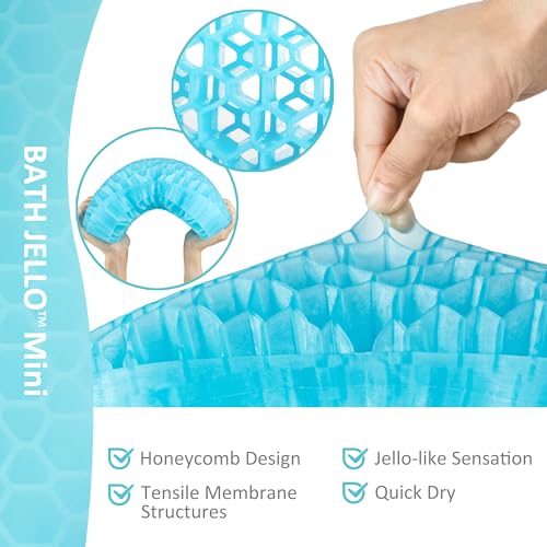 Sunlit Bath Jello Mini Gel Bath Pillows, Lumbar Pillow for Bathtub, Back Support Pillow, Gel Pillow with Non-Slip Suction Cups for Lumbar, Back Rest Support, Fits Curved or Straight Back Tubs, Aqua