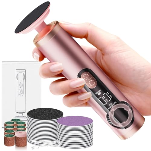 Electric Foot Callus Remover Rechargeable, Professional Pedicure Tools for Feet with 40PCS Sandpaper Discs, Adjustable Speed Heel Scraper for Cracked Heels, Foot Care Scrubber File for Dry Dead Skin