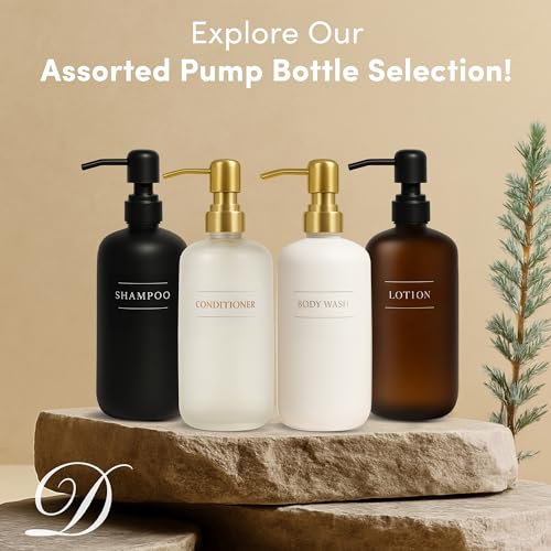 Black Plastic Bottle | Refillable Wall Mount Liquid Soap Dispenser with No Drill Brackets | 16 oz Hand Soap and Lotion for Every Bathroom | Two Bottles