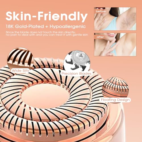 Replacement Heads for Flawless Facial Hair Remover, Replacement Blades for Finishing Touch Flawless Hair Removal Gen 2, 6 Count 18k Gold Heads with Storage Bag