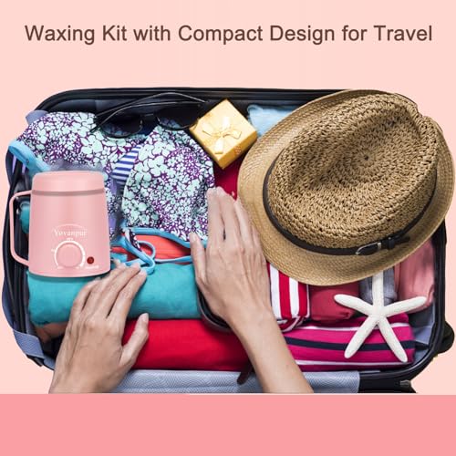 Waxing Kit for Women - Mini Wax Warmer, Hard Wax Kit with 14oz Beads, Portable Hair Removal for Face, Armpit, Eyebrow, Brazilian Bikini Waxing at Home