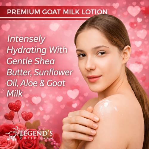 Legend's Creek Farm Goat Milk Lotion - Deeply Moisturizing Goat Milk Body Lotion for Body, Hand & Face - 9 oz Body Moisturizer with Shea Butter, Sunflower Oil, Aloe, Handmade in USA (Patchouli L.)