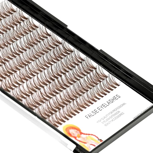 Grafting 20Roots Brown Color Makeup Cluster Eyelashes Thickness 0.07mm D Curl Individula False Eyelashes Dramatic 3D Volume Eye Lashes Extensions 10-20mm to Choose (13mm)