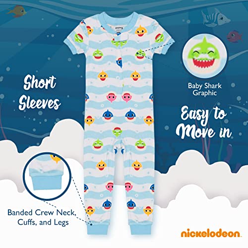 Nickelodeon Boys' Baby Shark 2-pack Footless One Piece Cotton Pajamas, Snug-fit Pajamas, Soft & Cute for Kids