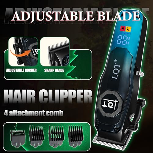 Professional Hair Clippers for Men, Cordless Beard Trimmer Kit with Nose Trimmer & LED Display - Electric Shaver & Haircut Machine for Barbers