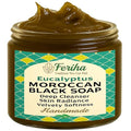 FERIHA Moroccan Black Soap Hammam with Eucalyptus ? Exfoliating Beldi Spa Paste, Natural Olive Cleanser, Body Scrub & Deep Skin Cleanser ? 7oz (Made in Morocco)